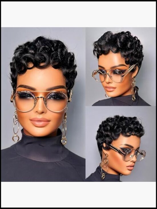 Curly Pixie Cut Wig for Black Women Short Layered Human Hair Glueless Wear and main image 6